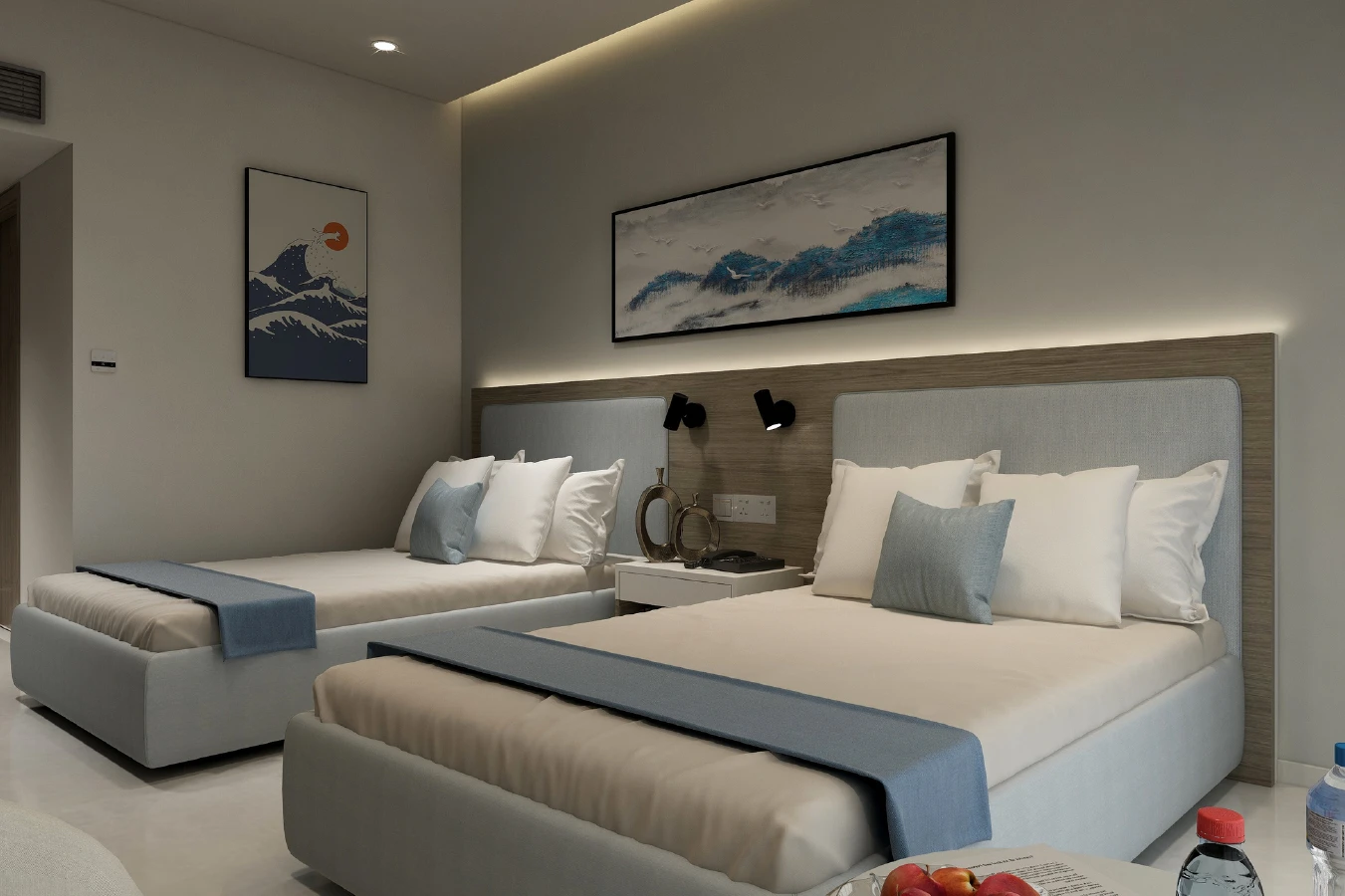 Monsoon Smiles 3 Star queen room bed isometric view