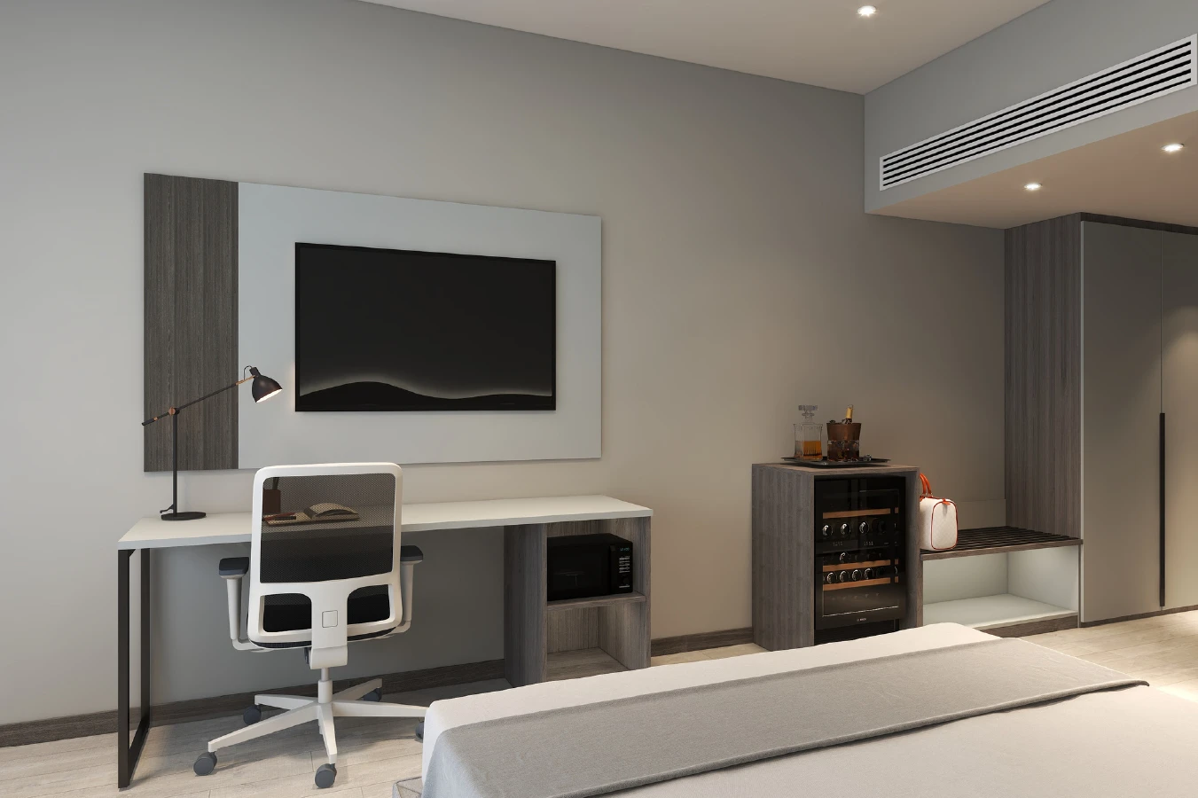 Winter Grey 3 Star king room tv panel view