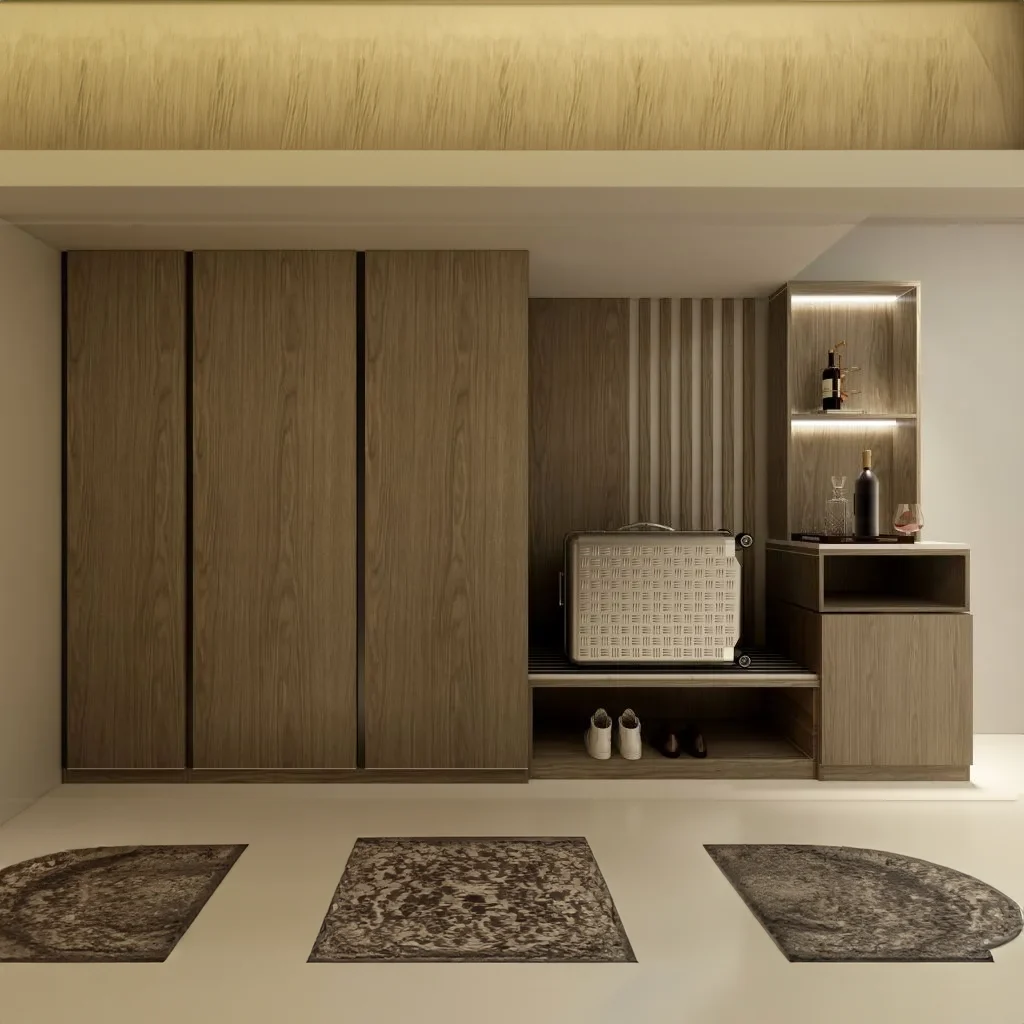 Luxury Wardrobe luggage rack and Mini Bar Combo Unit