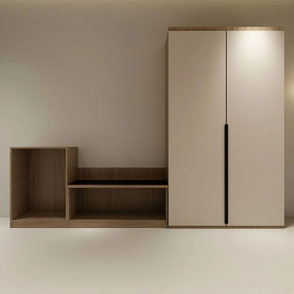 Combo Unit Wardrobe with Luggage Rack and Fridge
