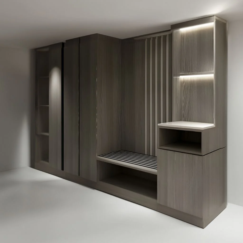 Wardrobe luggage rack & Mini Bar Combo Unit | Winter Grey 4 Star